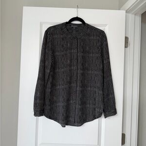 Adrianna Papell Black and White Pinstripe Button-Up Shirt